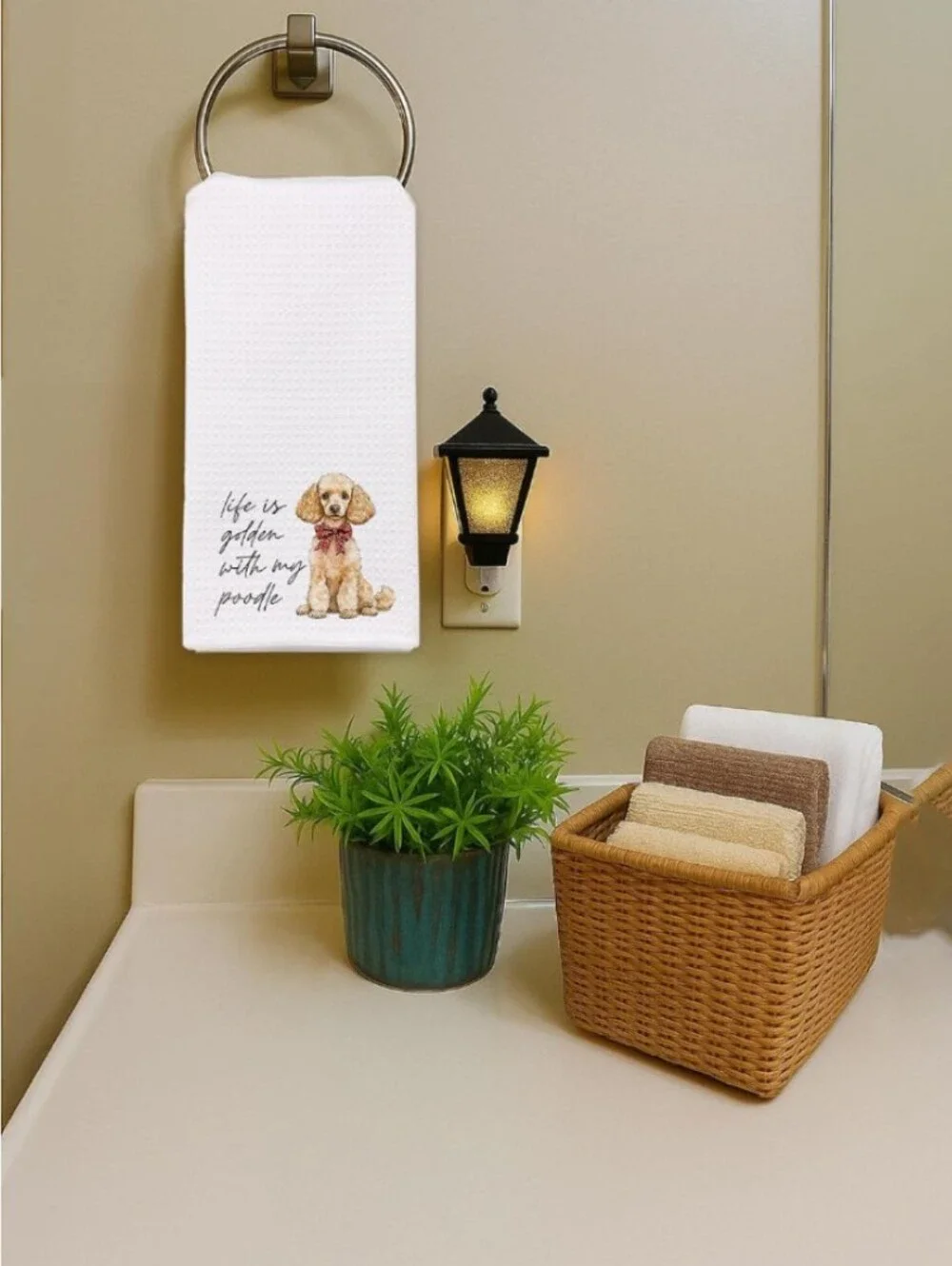 White 🐩 Poodle Dog Pet Towel, kitchen, Bathroom Hand Towel Decor.